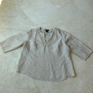 Style & Co Light Beige Linen Embroidered Top Sz 20W